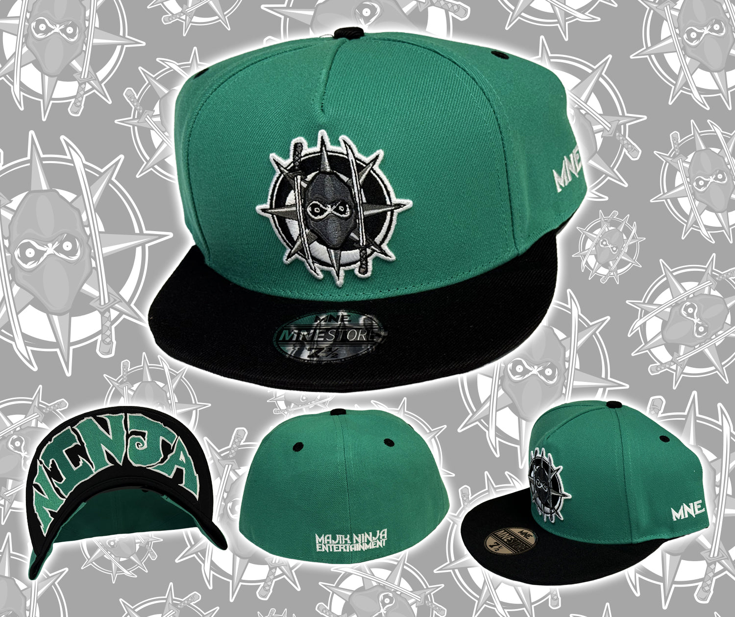 帽子 madness MNE-Fitted-Hat-Green-Mockup-1.