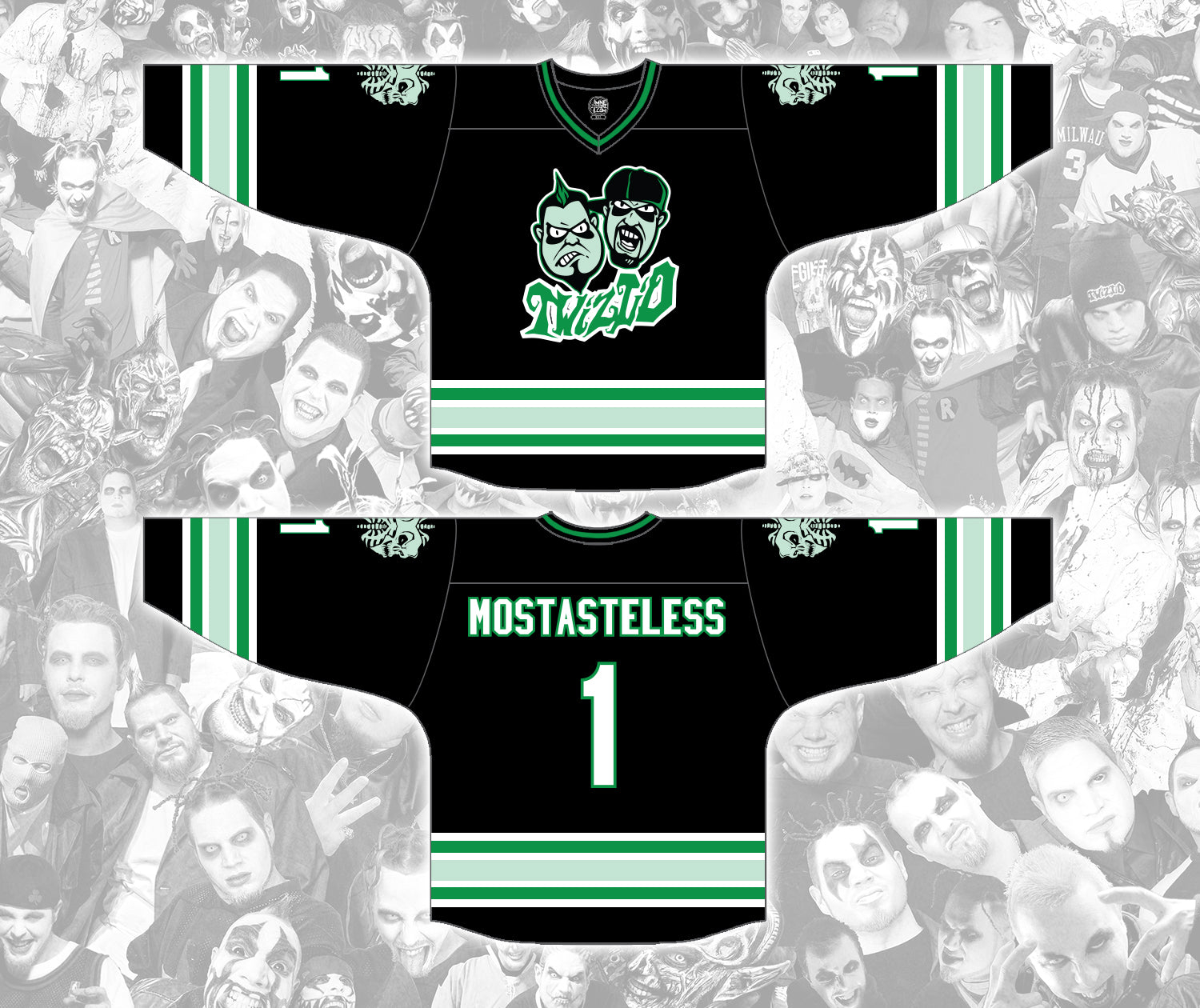 Twiztid Black & Green Mostasteless Cartoon Faces Embroidered