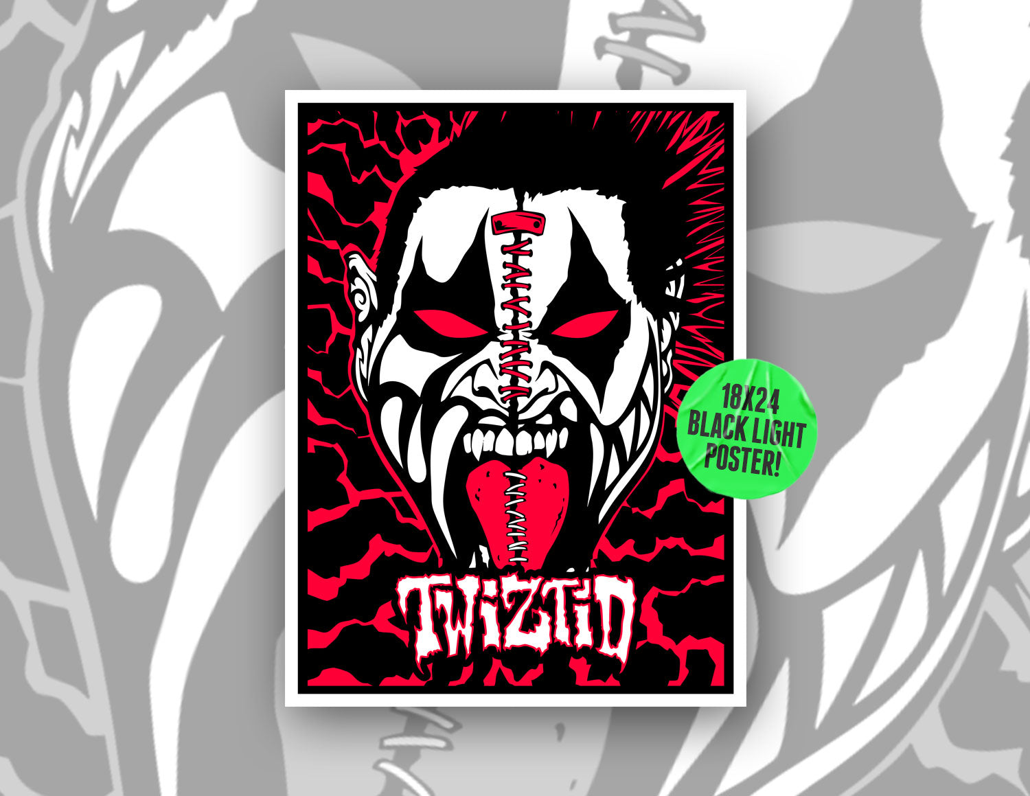 Twiztid Split Face Hand Screened 18x24