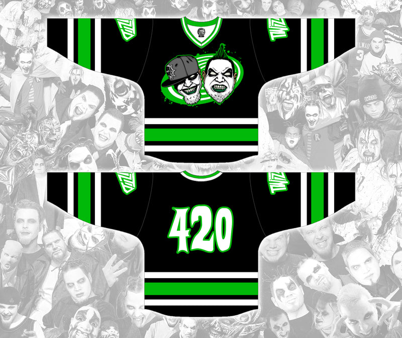 Twiztid Green and Black Spiral 420 Sublimated Hockey Jersey