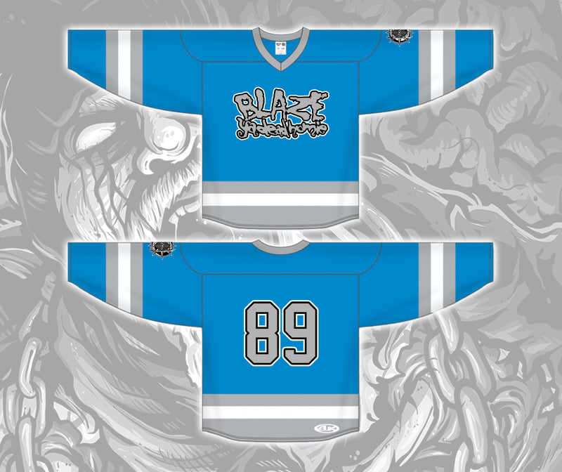 Blue & Gray Blaze 1 Less G Logo Embroidered Hockey Jersey