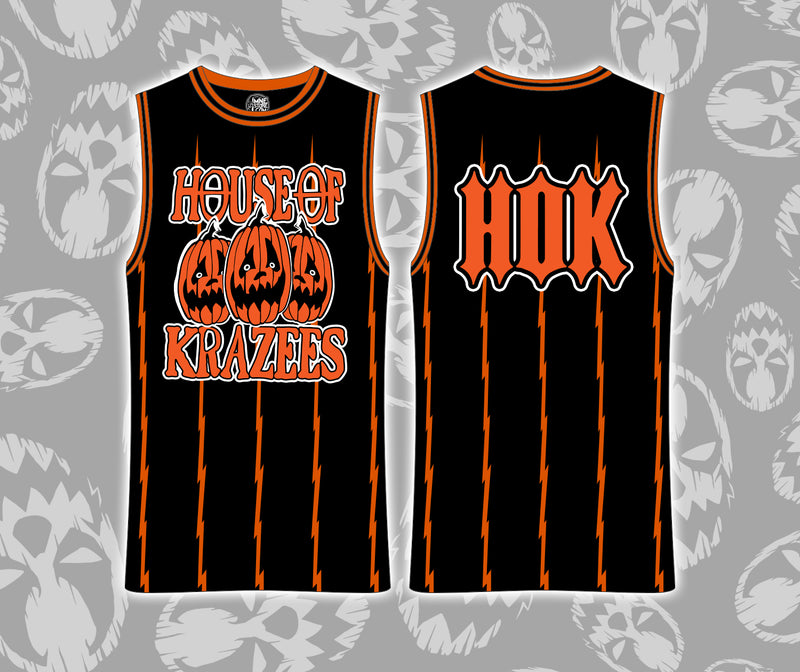 House of Krazees Pinstripe Pumpkins Sublimated Basketball Jersey