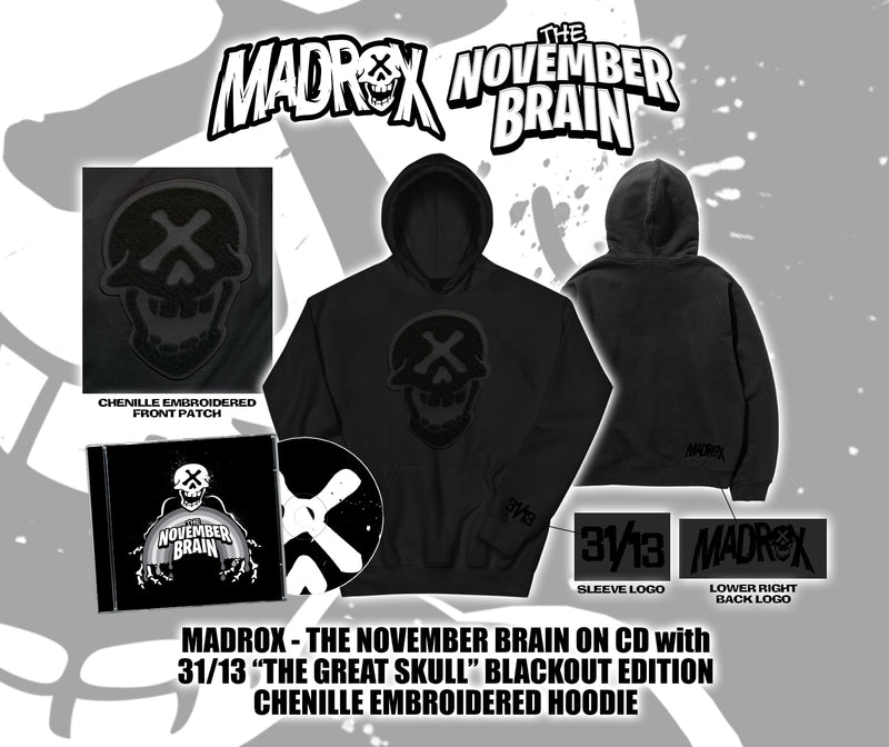 Madrox "The November Brain" CD & The Great Skull Blackout Edition Embroidered Hoodie