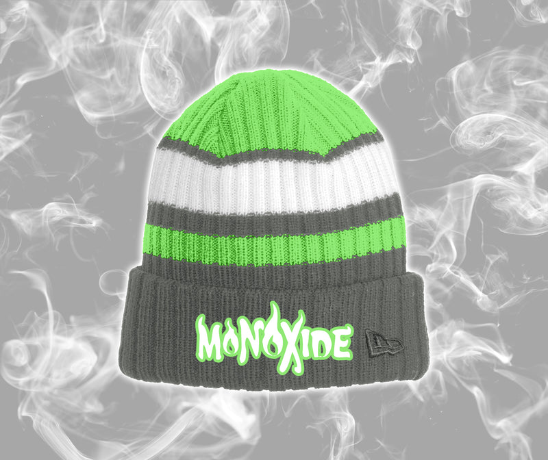 Monoxide Logo New Era Gray & Neon Green Beanie