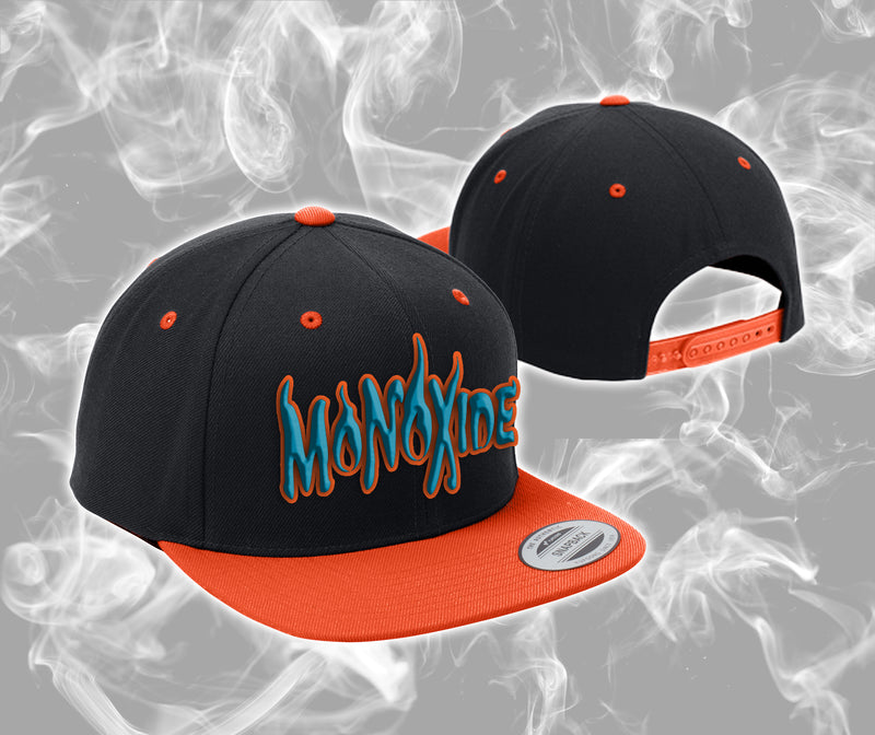 Monoxide Orange and Teal Logo Snapback Hat