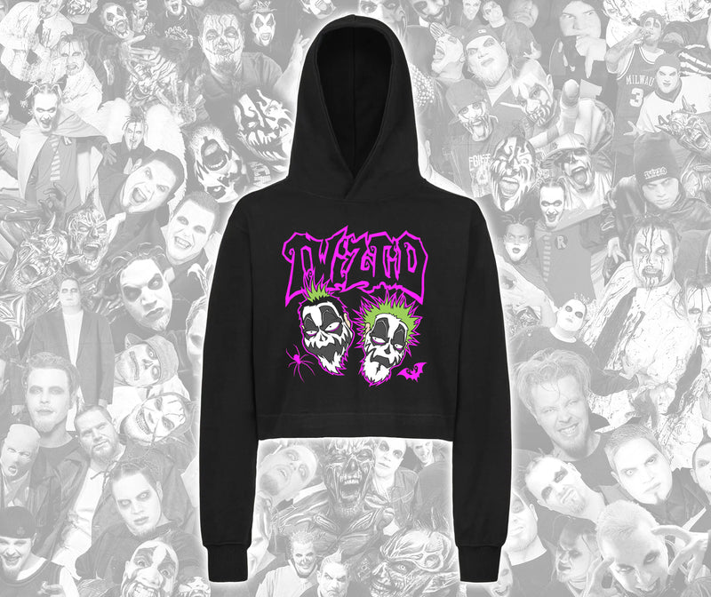 Ladies Twizitd 2025 Cartoon Faces Crop Top Hoodie