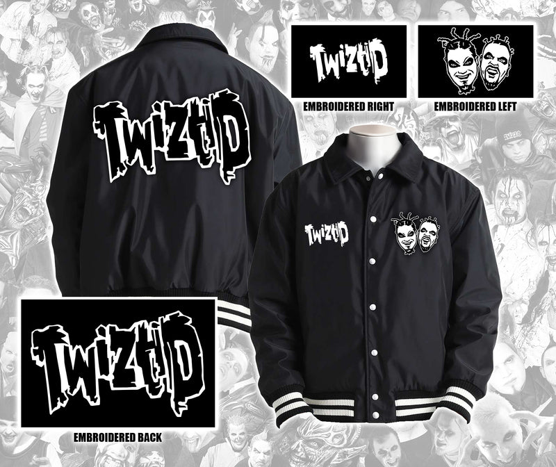 Black Twiztid Freek Show Logos Collared Varsity Jacket