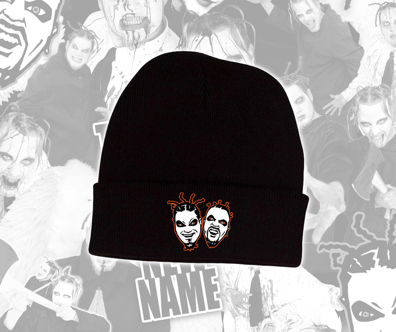 Black & Orange/White Freek Show Faces Beanie