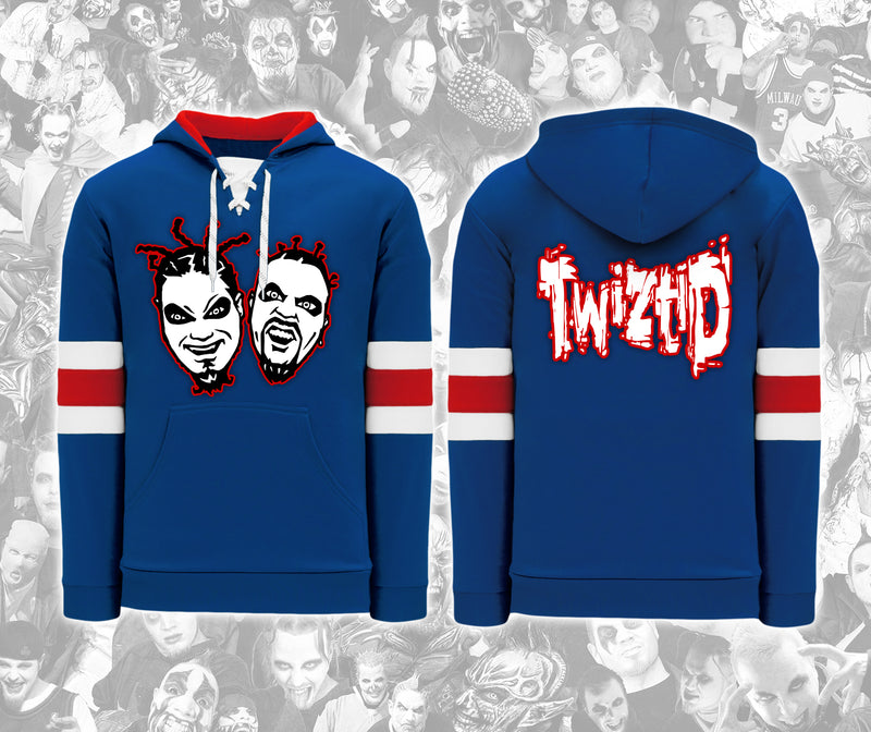 Twiztid Freek Show Faces Embroidered Jersey Style Hoodie