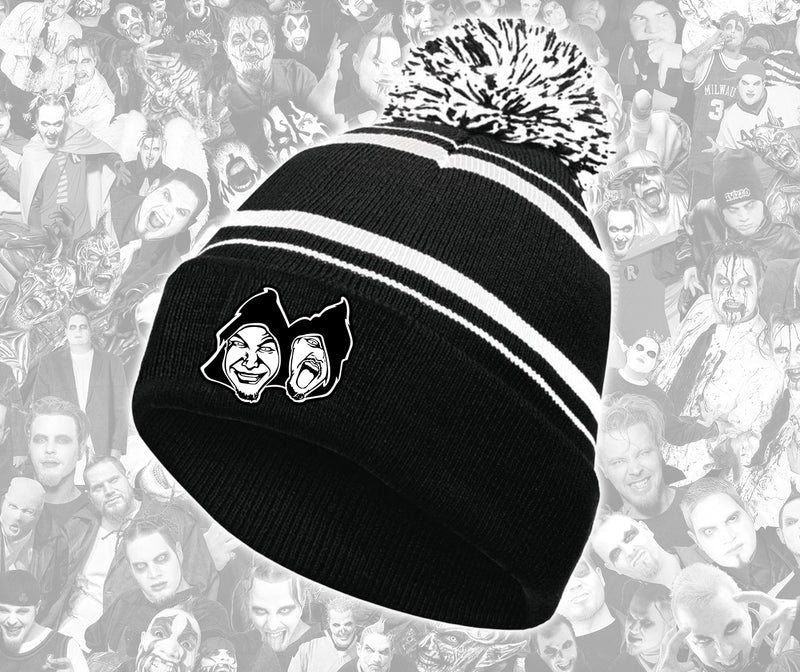 Twiztid Black & White Mostasteless Faces Puff Ball Beanie