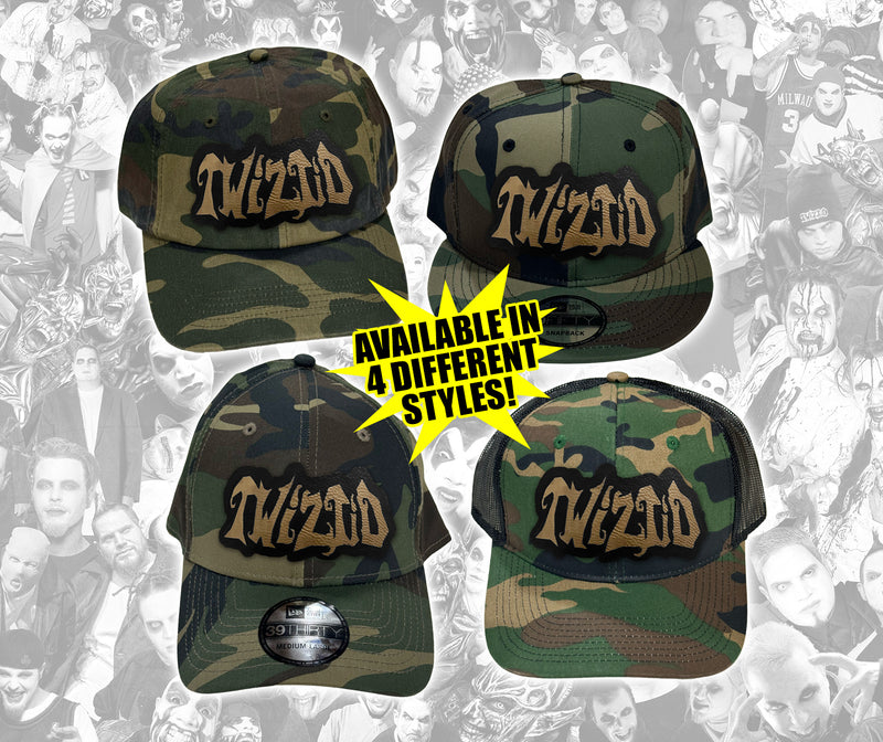 Twiztid Camo Hat With Leather Mostasteless Patch