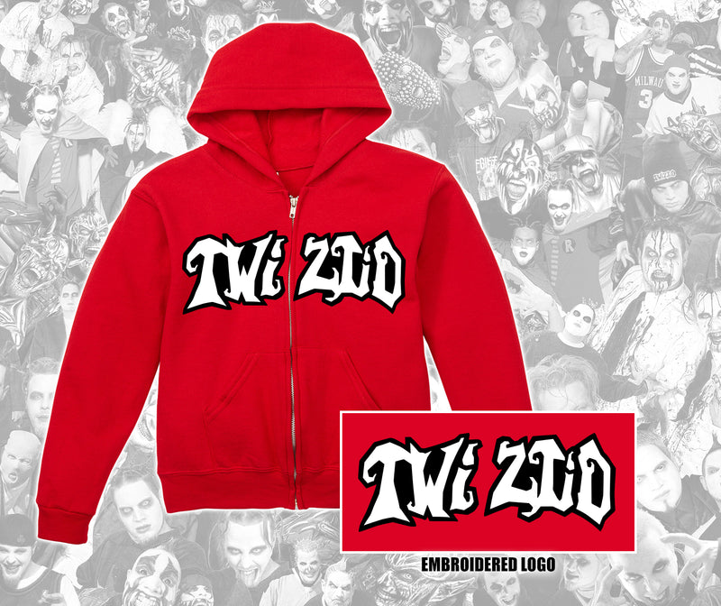 Twiztid Red Embroidered Mostasteless Logo Zip-Up Hoodie