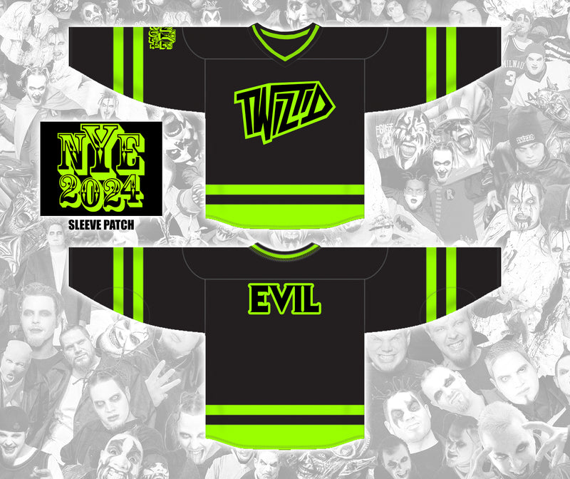 Black & Green Twiztid "EVIL" Embroidered Hockey Jersey