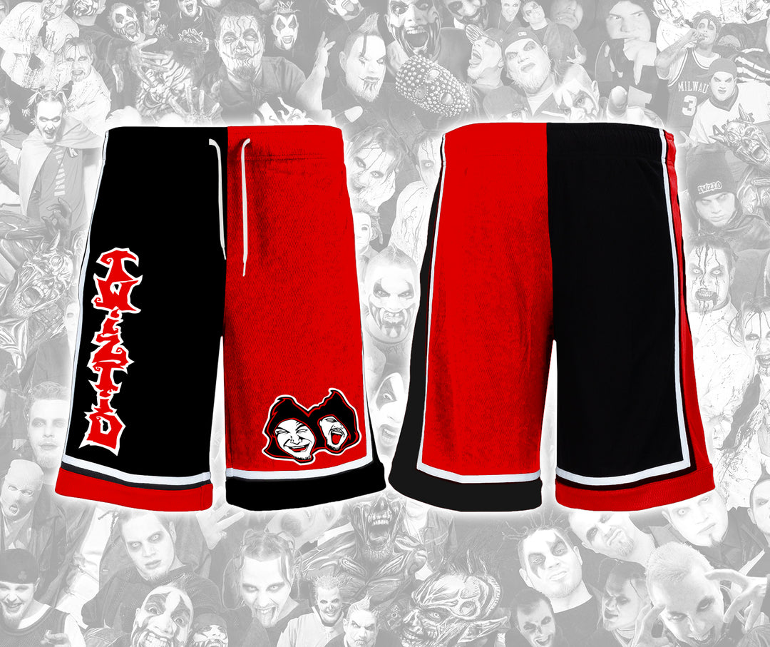 Red & Black Split Color Twiztid Mostasteless Basketball Shorts