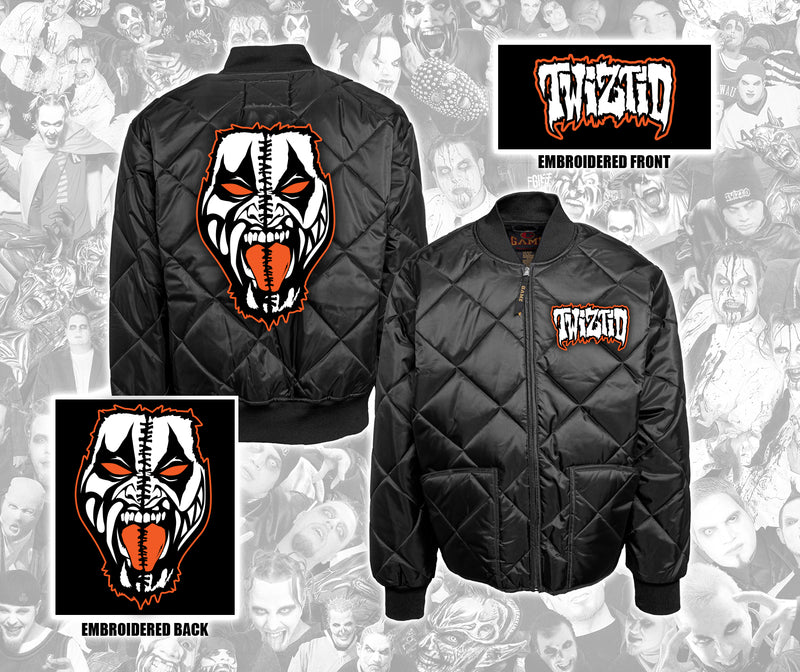 Twiztid Black & Orange Split Face Diamond Quilt Jacket
