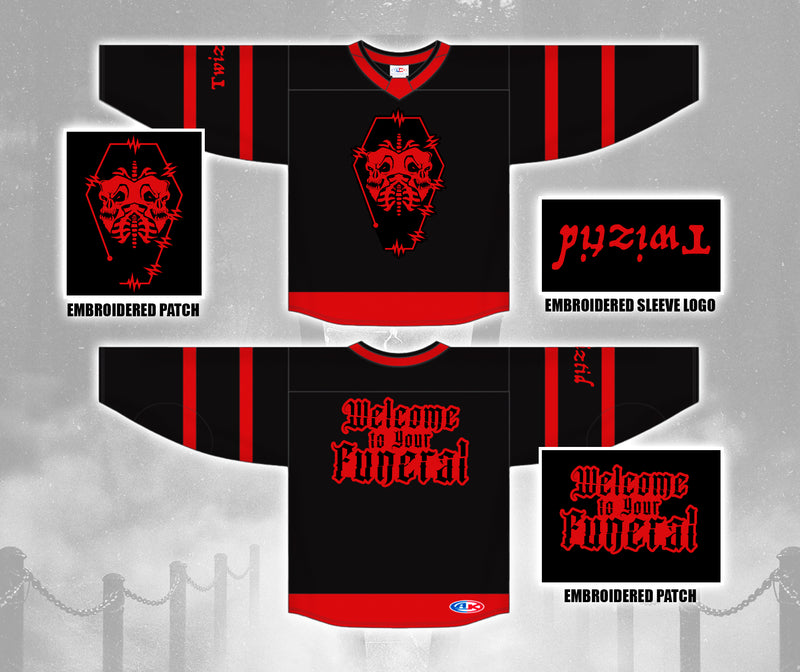 Black & Red Twiztid "welcome to your funeral" Embroidered Hockey Jersey