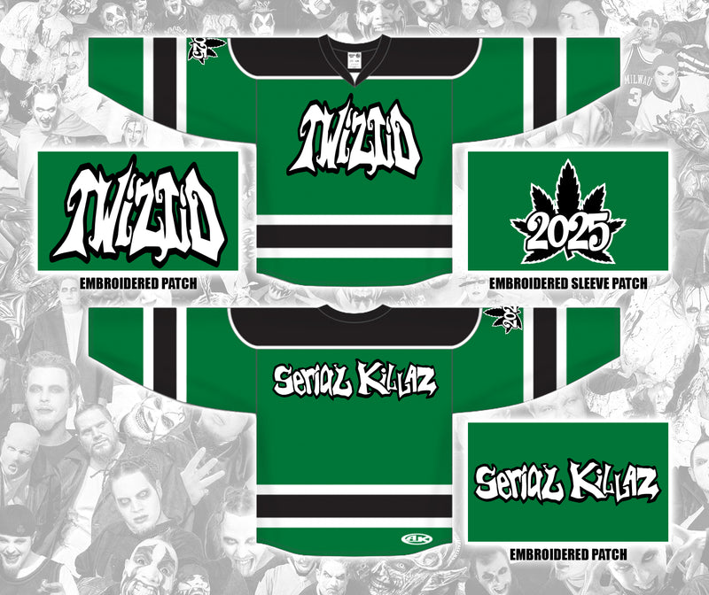 Twiztid Green Serial Killas 420 Embroidered Hockey Jersey