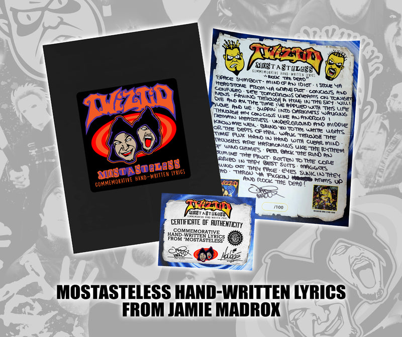 Mostasteless Commemorative Hand-Written Lyrics by Jamie Madrox