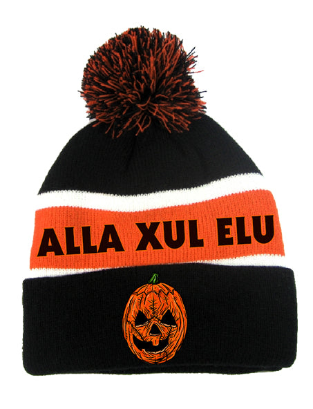 Alla Xul Elu Pumpkin Face Puff Ball Knit Hat