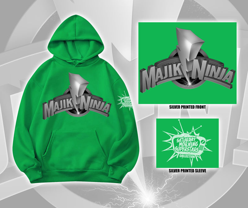 Green With Silver Print Majik Ninja MMPR Hoodie