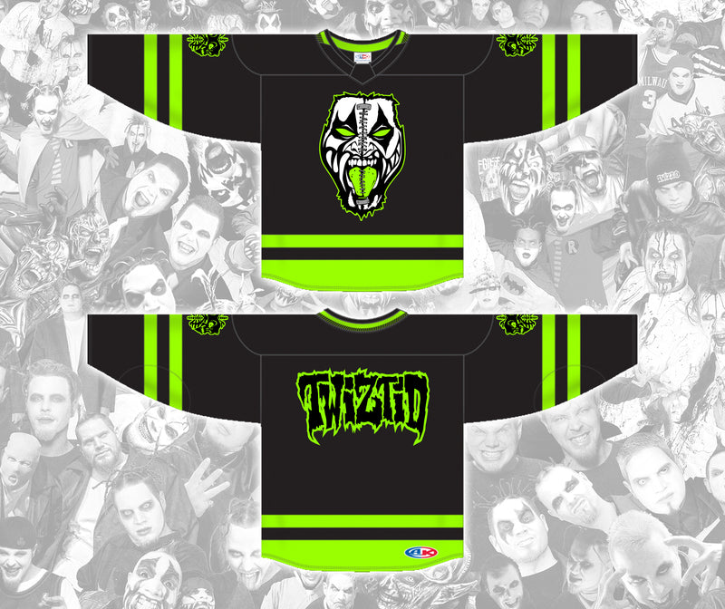 Twiztid Green Split Face Embroidered Hockey Jersey